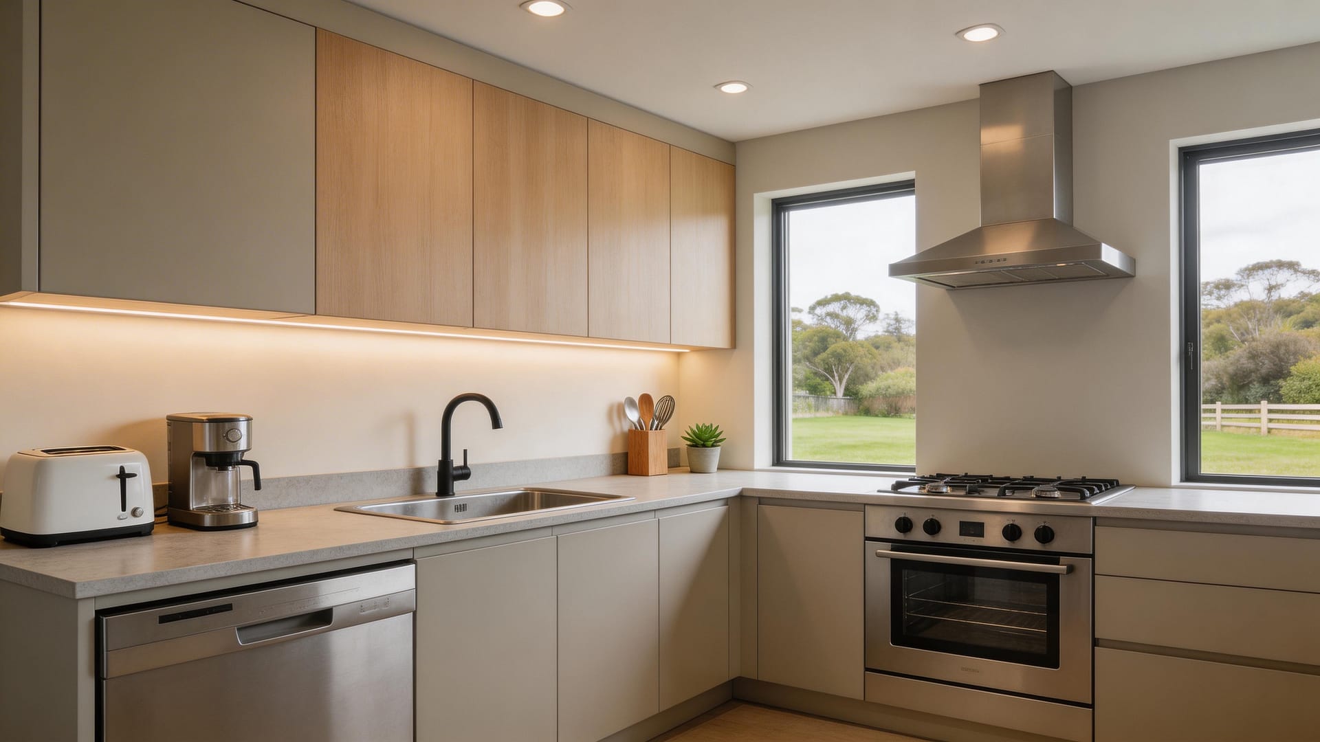 Kitchen painting cost in NZ example with good paint finish in a New Zealand kitchen
